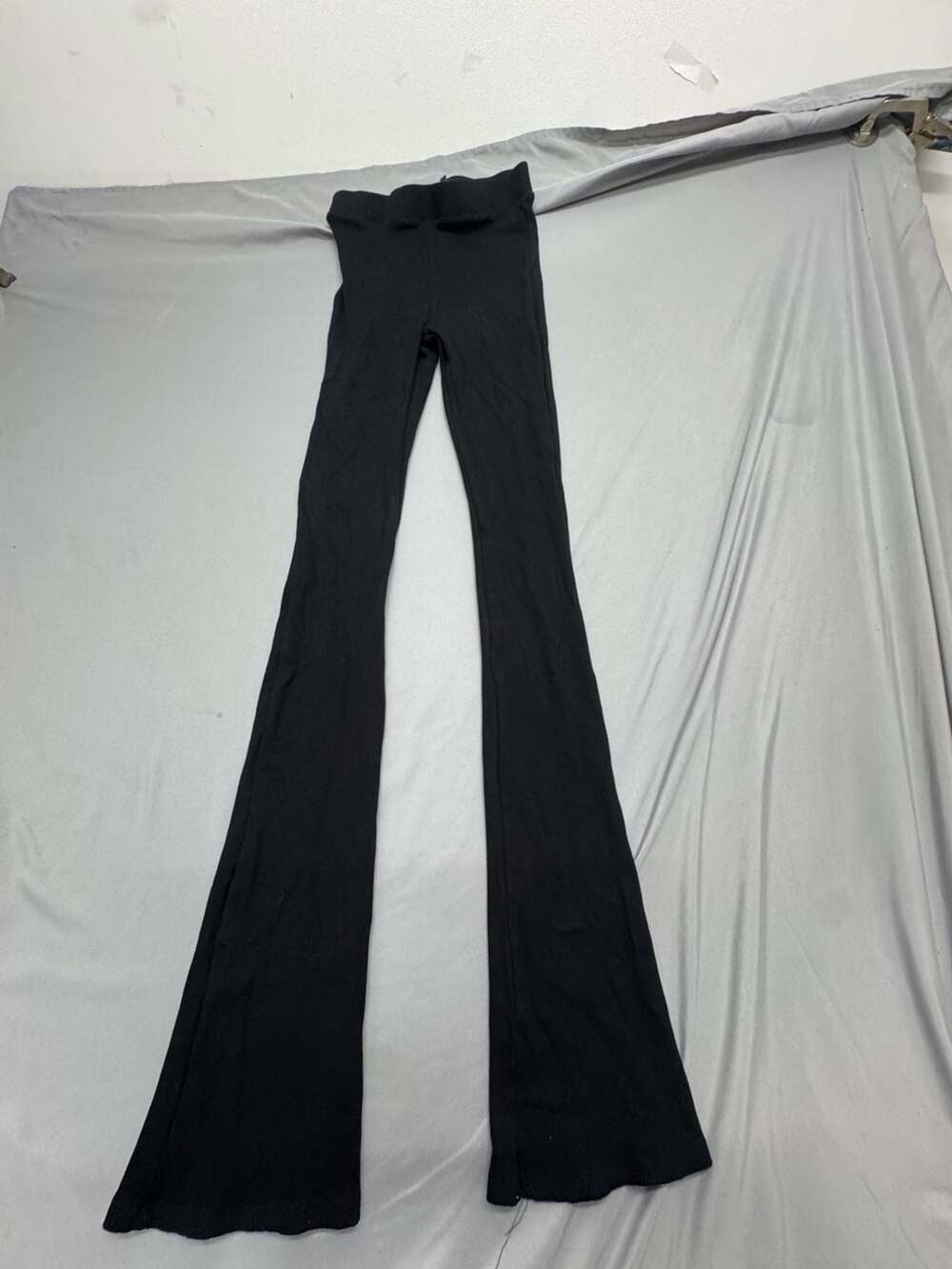 Fashion Nova Ribbed Foldover Flare Pants Black